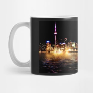 Toronto Skyline At Night From Polson St Reflection Mug